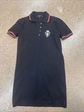 Gucci Black Polo Midi Dress with Red and Green Stripe Trim